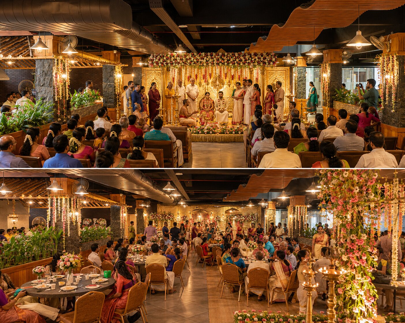 Traditional Hindu wedding ceremony at Courtyard Banquet Hall in Kottayam Kerala