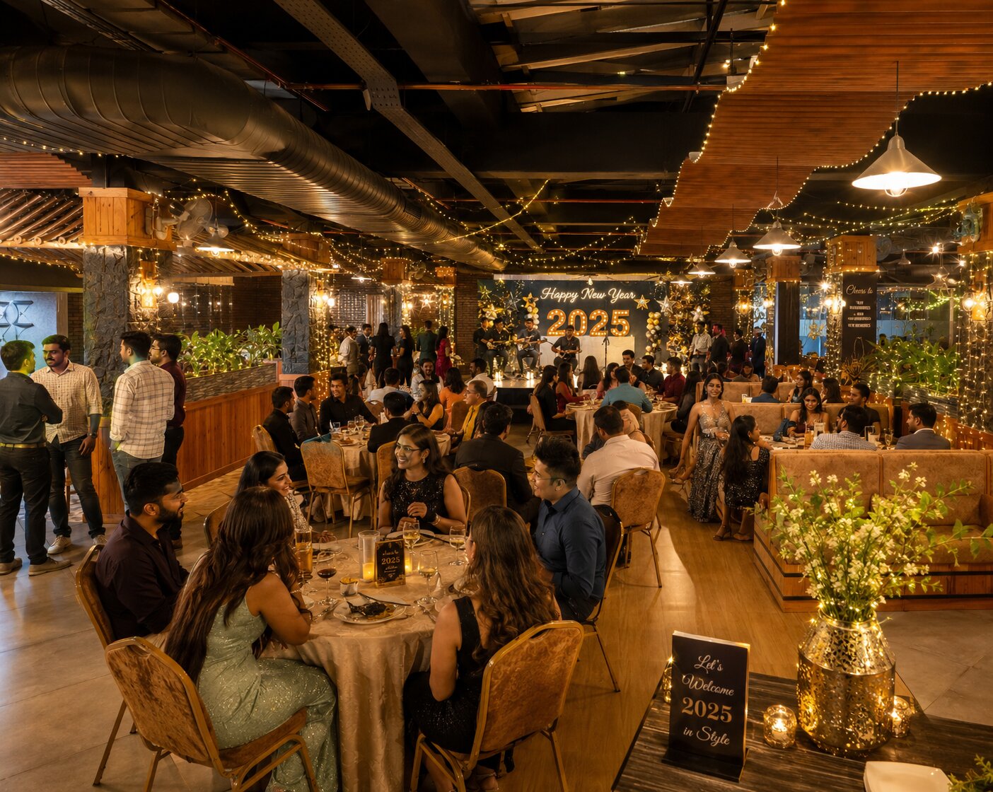 New Year celebration gathering at Courtyard Banquet Hall in Kottayam
