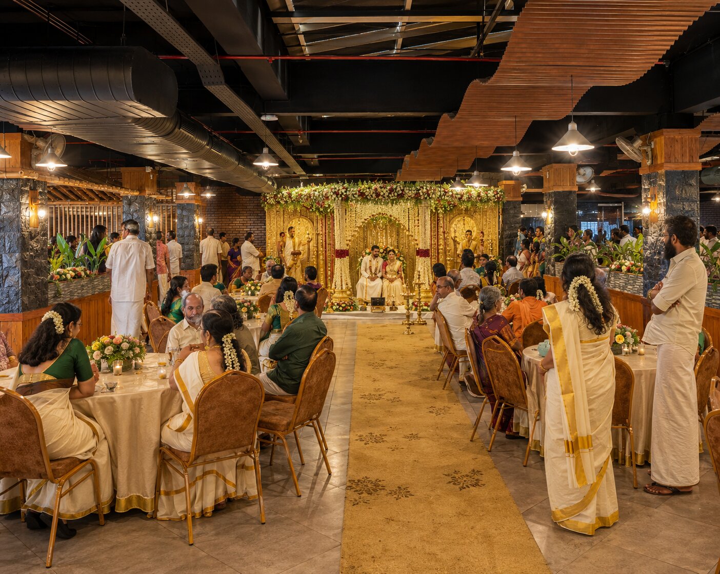 Kerala Hindu wedding celebration at Courtyard Banquet Hall in Kottayam