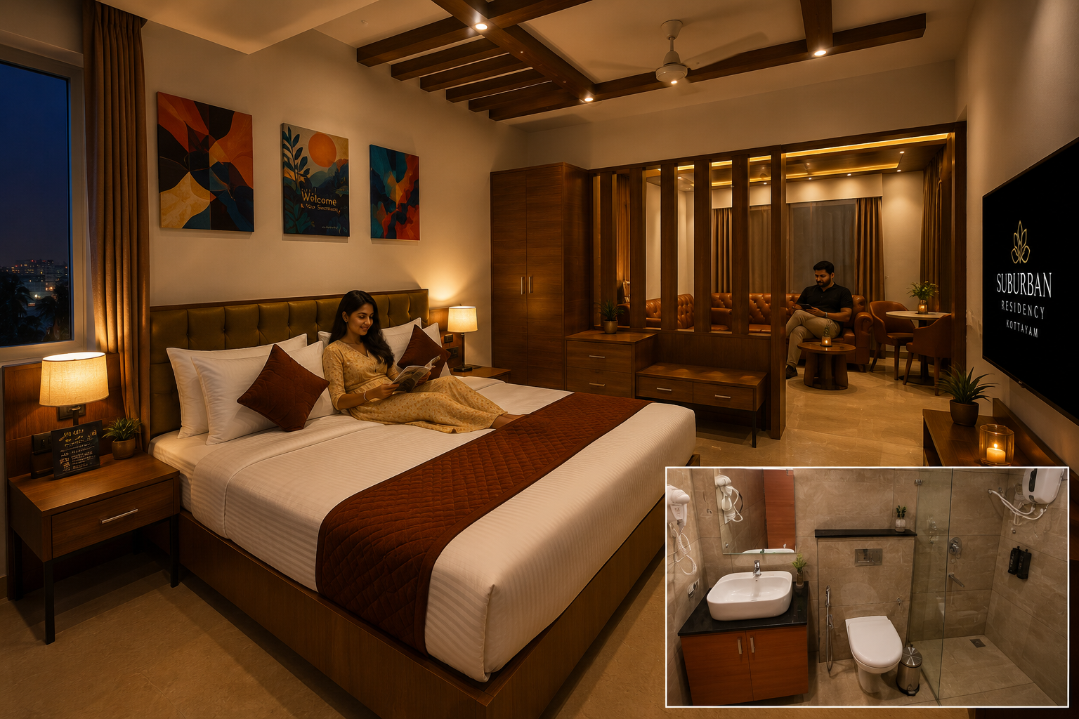 Suite room bedroom in Kottayam at Suburban Residency