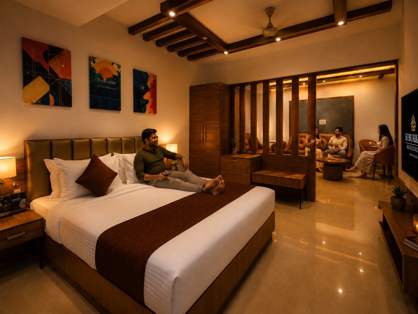 Separate living area in the Suburban Suite in Kottayam