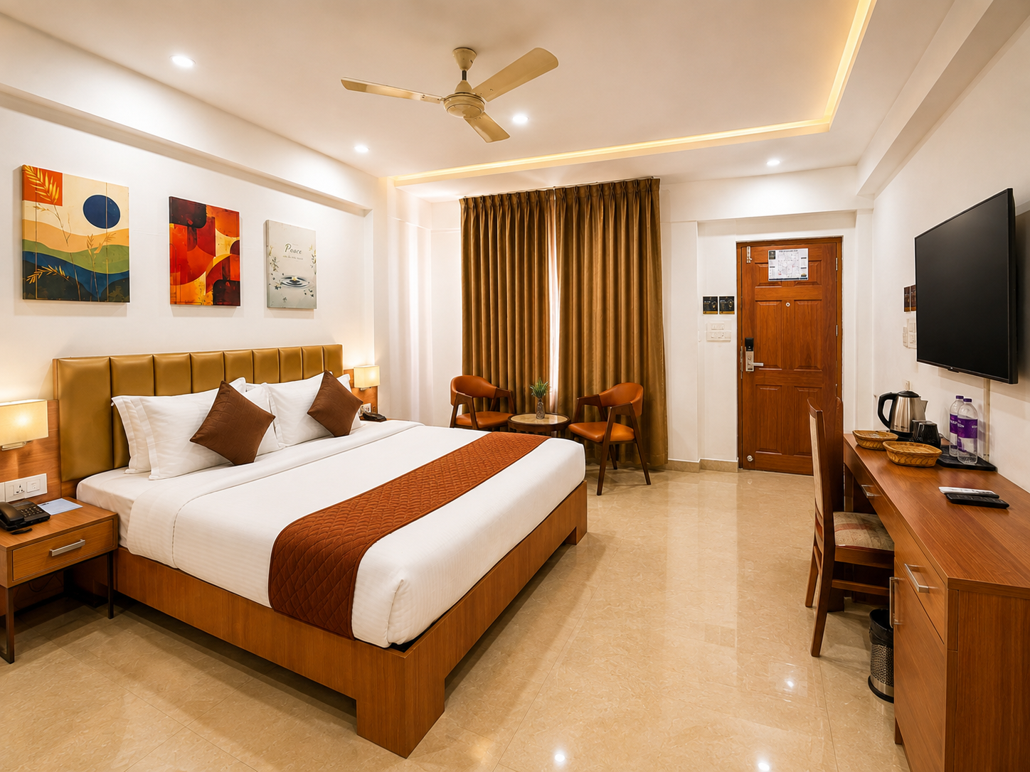 Deluxe hotel room interior at Suburban Residency