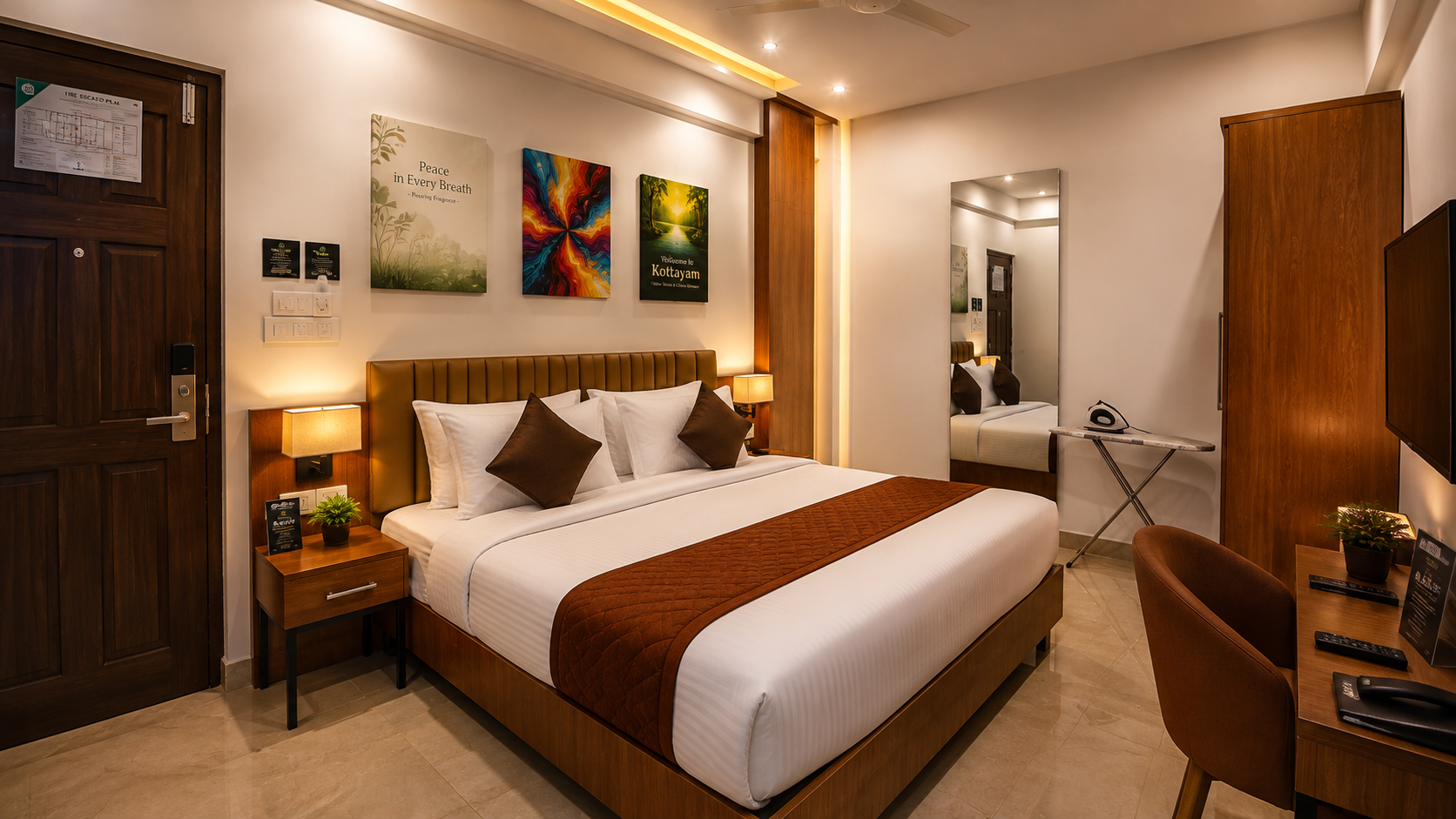 Deluxe hotel room interior at Suburban Residency